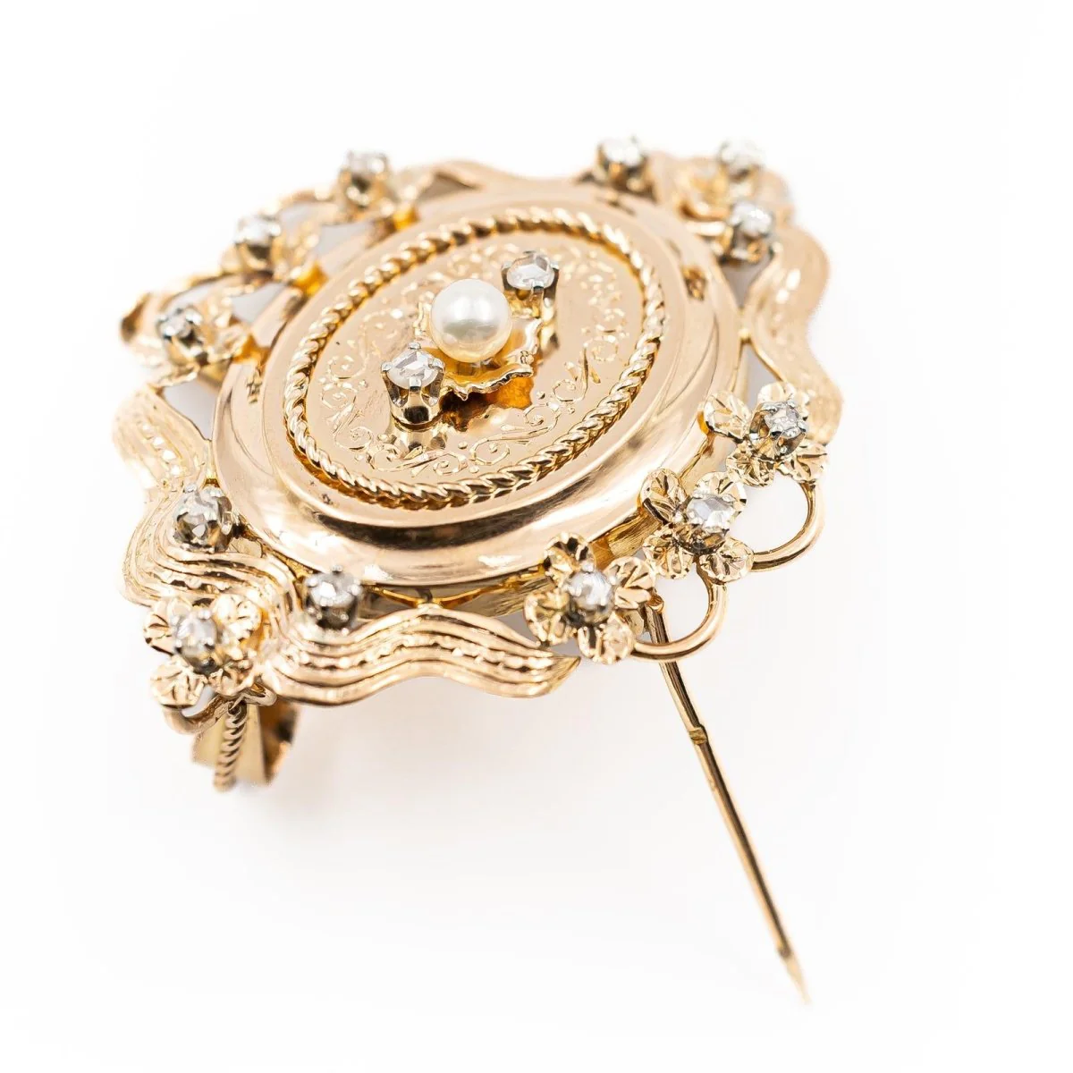 Pendentif en or jaune, perle et diamants - Image 2