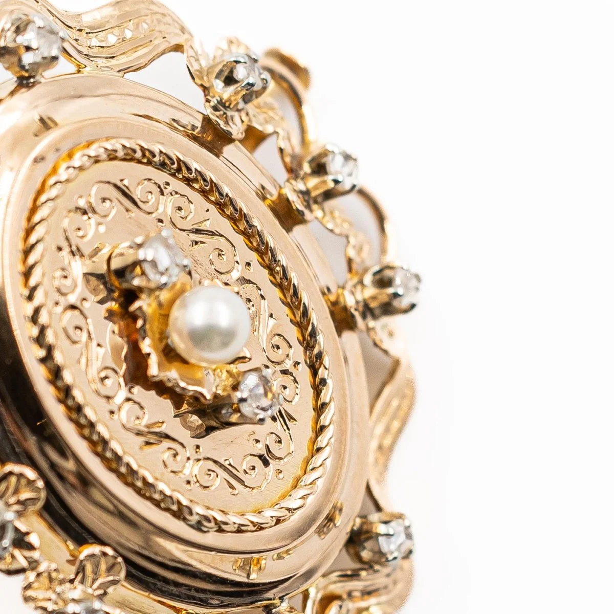 Pendentif en or jaune, perle et diamants - Image 4