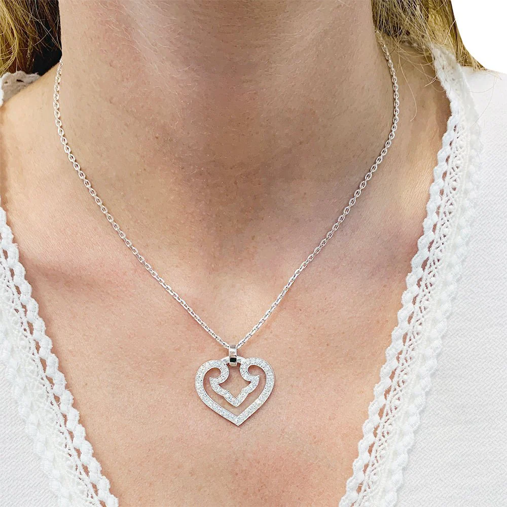 Pendentif O.J. PERRIN, "Coeur Légende" en or blanc et diamants - Image 5