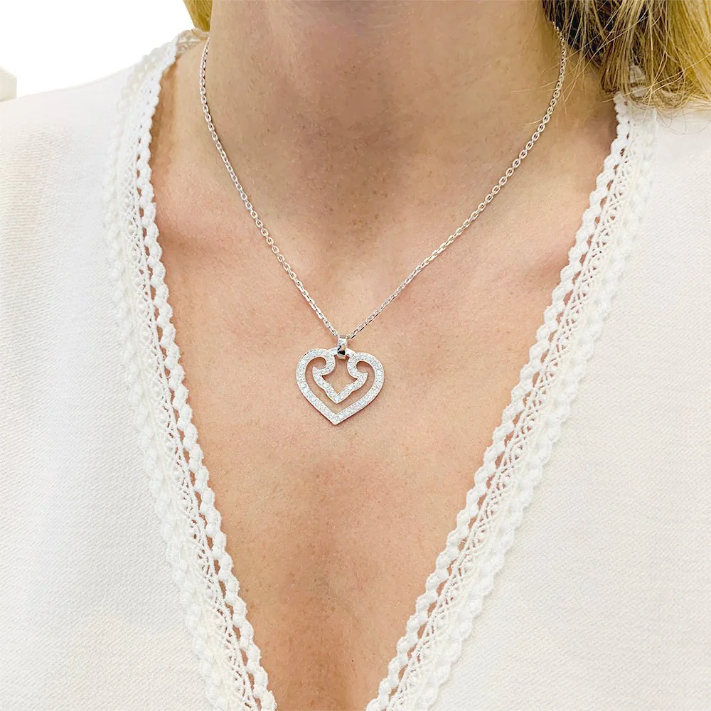 Pendentif O.J. PERRIN, "Coeur Légende" en or blanc et diamants - Image 6