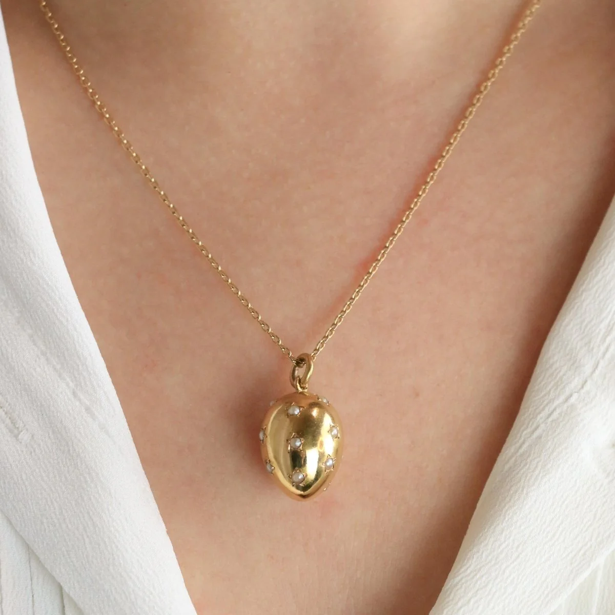 Pendentif œuf or jaune perles fines - Image 2