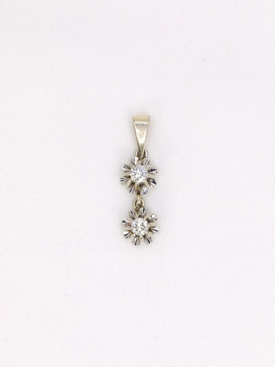 Pendentif or blanc diamants 0,2 ct