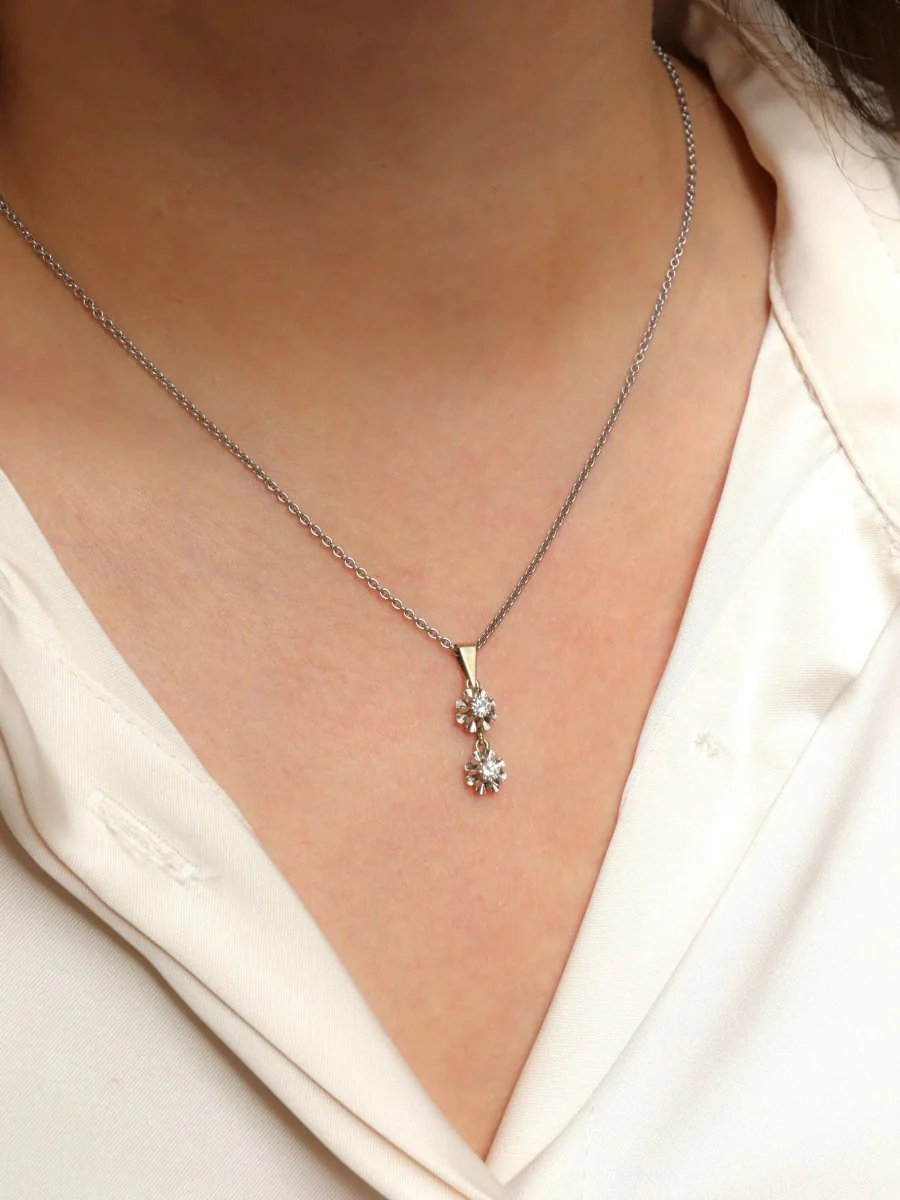 Pendentif or blanc diamants 0,2 ct - Image 5