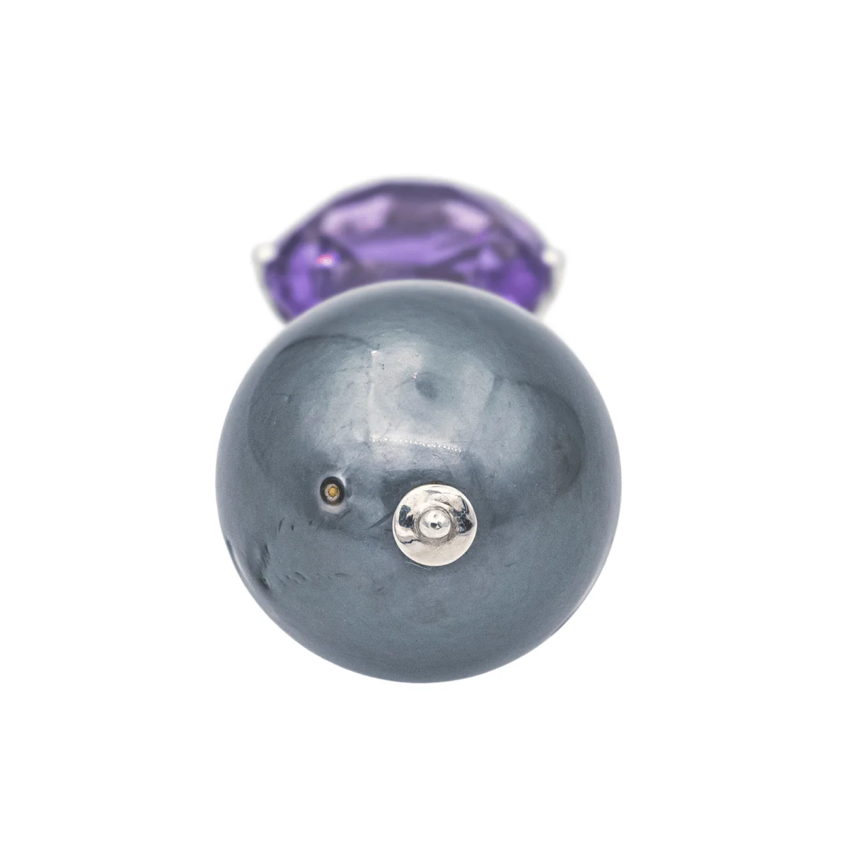 Pendentif en or blanc, perle et améthyste - Image 6