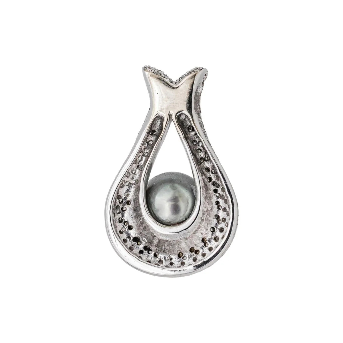 Pendentif en or blanc, perle et diamants - Image 4