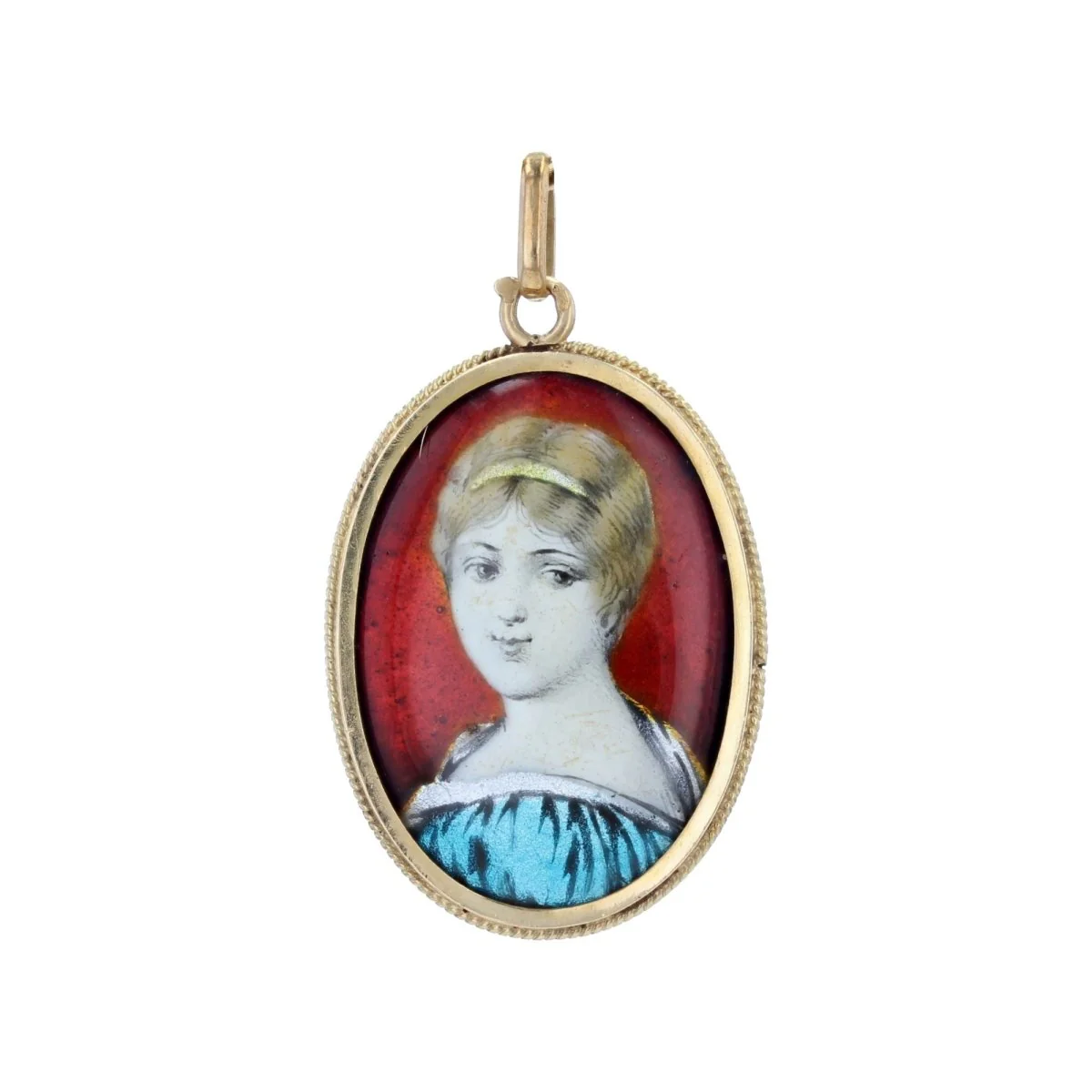 Pendentif en or jaune et émail