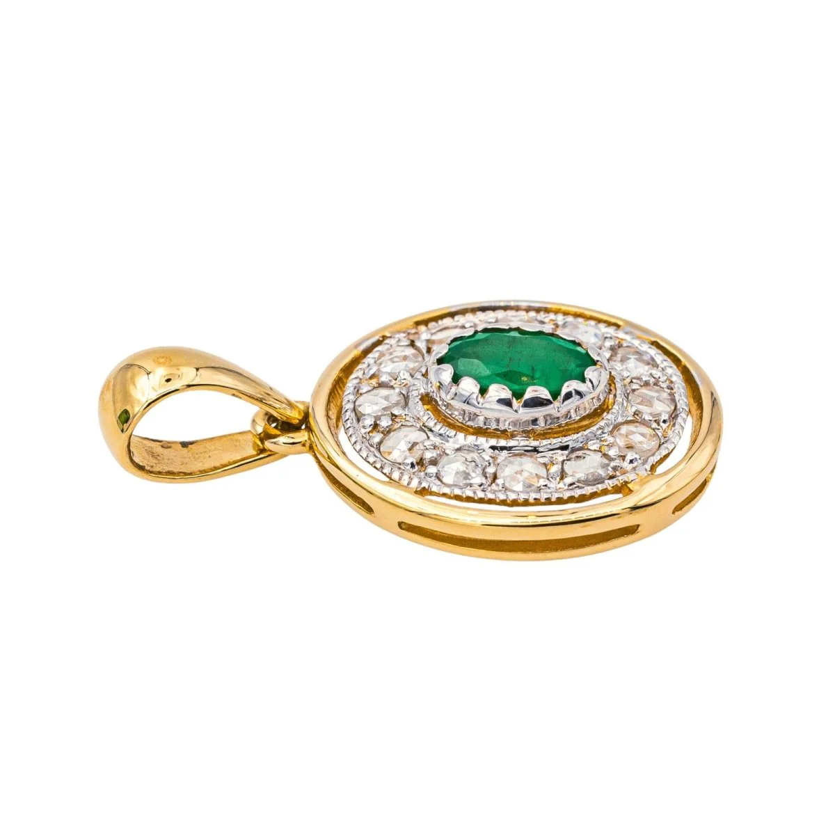 Pendentif en or blanc, or jaune, émeraude et diamants - Image 3