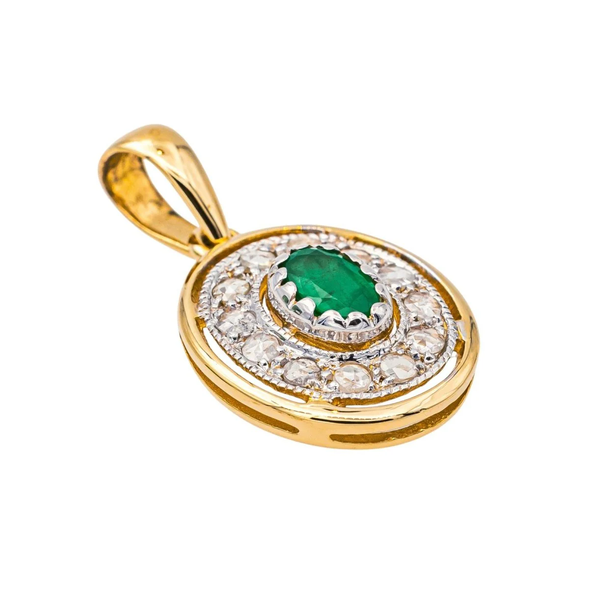 Pendentif en or blanc, or jaune, émeraude et diamants - Image 5