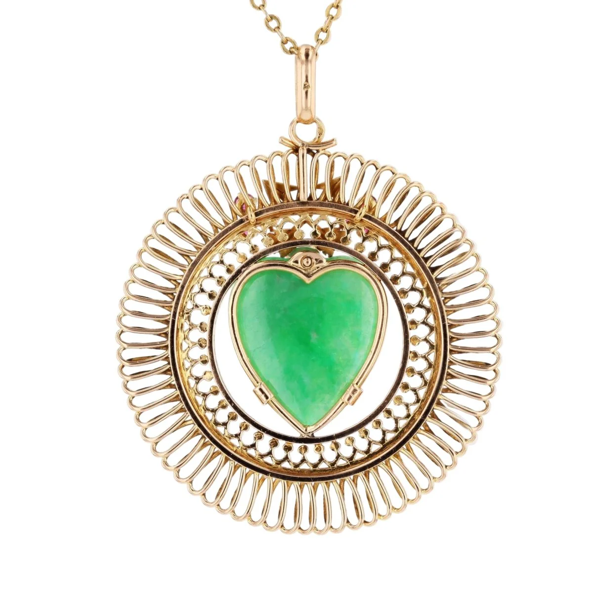 Pendentif en or jaune, rubis et jade - Image 4