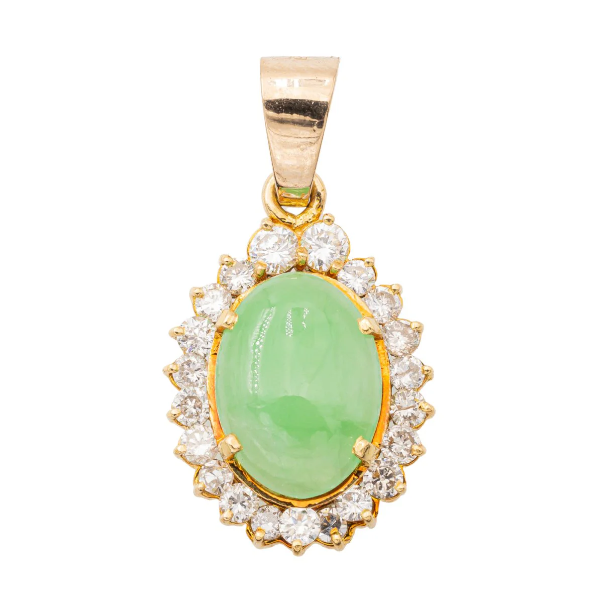 Pendentif en or jaune, diamants et jade jadéite