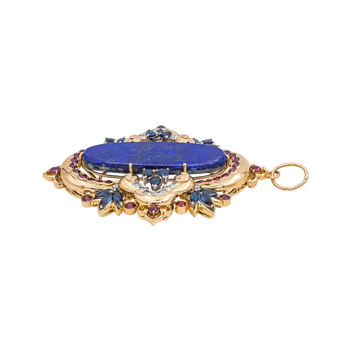 Pendentif en or jaune, lapis-lazuli, rubis, saphirs et diamants - Image 4