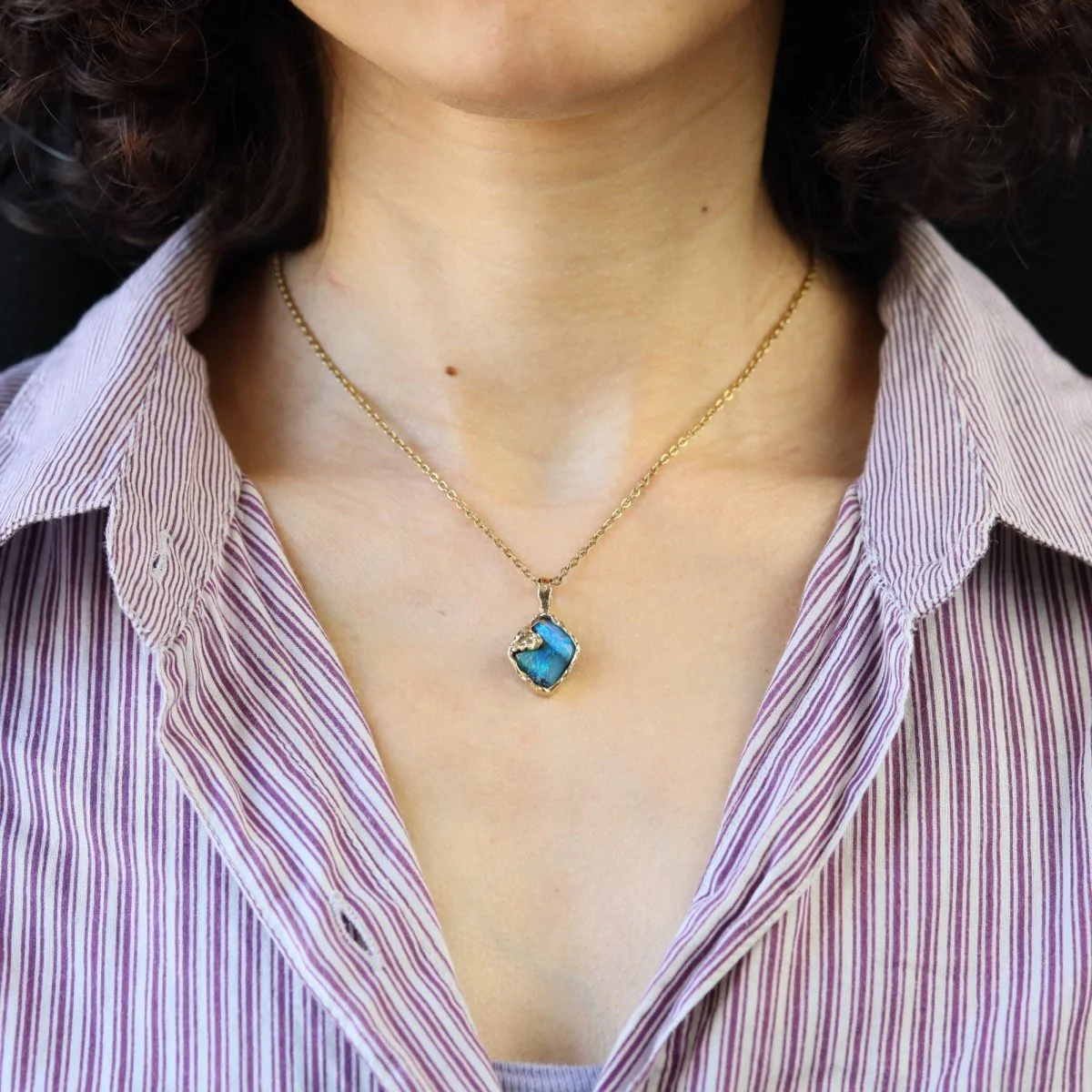 Pendentif en or jaune et opale - Image 2