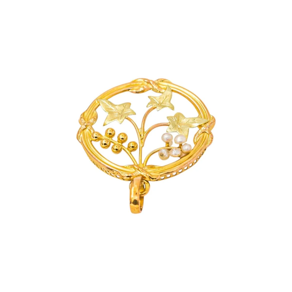 Pendentif en or jaune, or rose et perles - Image 3