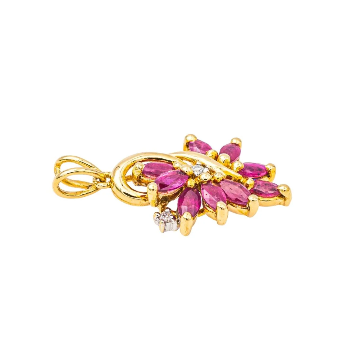 Pendentif en or jaune, rubis et diamants - Image 2