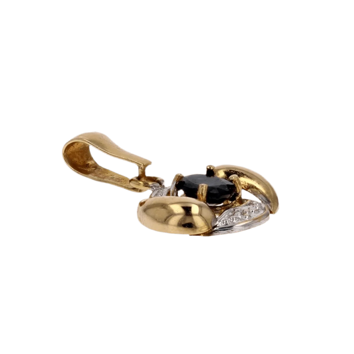 Pendentif en or jaune, or blanc et saphir - Image 3