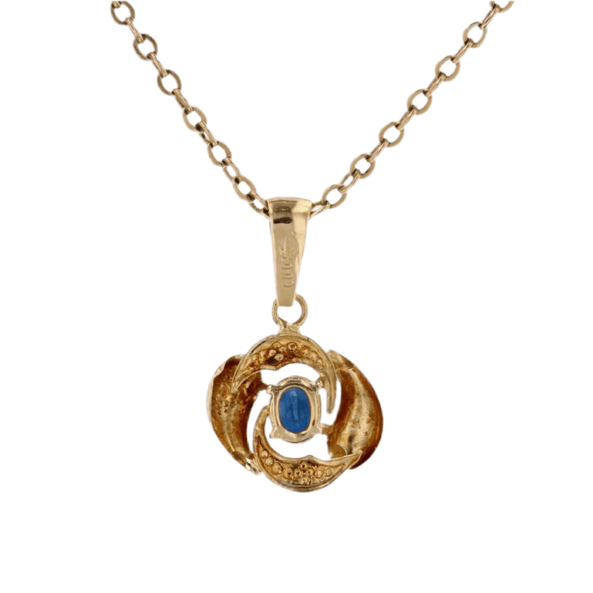 Pendentif en or jaune, or blanc et saphir - Image 4