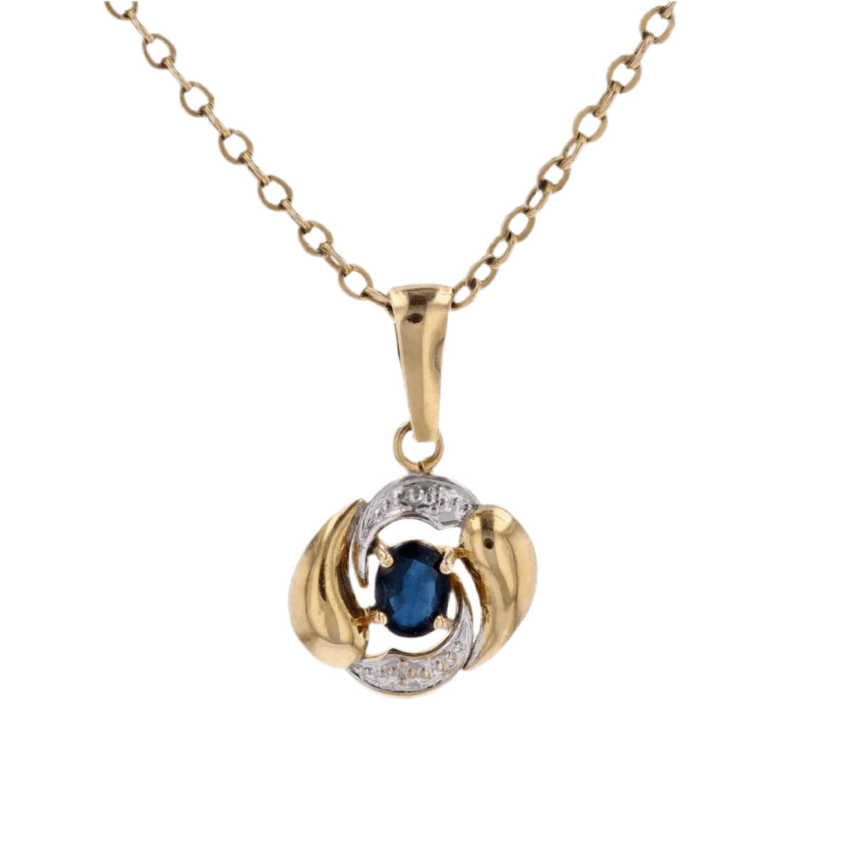 Pendentif en or jaune, or blanc et saphir - Image 5