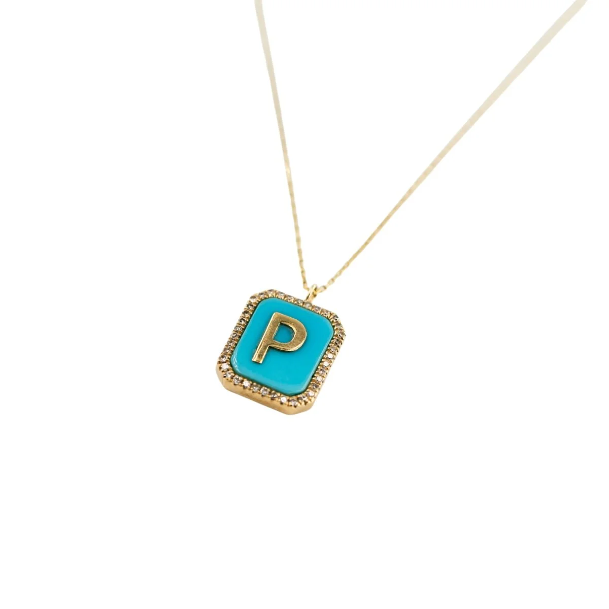 Collier Pendentif PERSÉE en or jaune, turquoise et diamants - Image 3