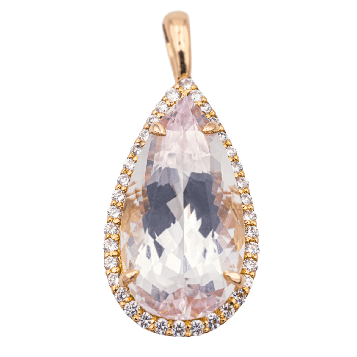 Pendentif Poire en or rose, morganite et diamants