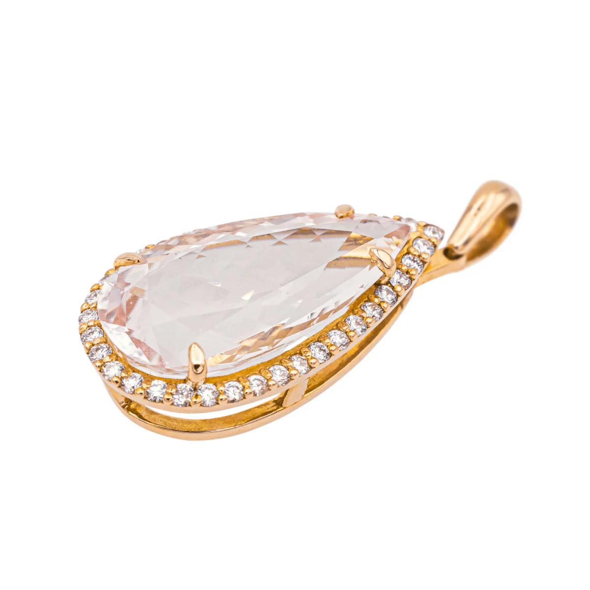 Pendentif Poire en or rose, morganite et diamants - Image 2