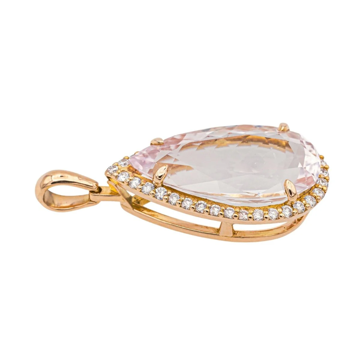 Pendentif Poire en or rose, morganite et diamants - Image 4
