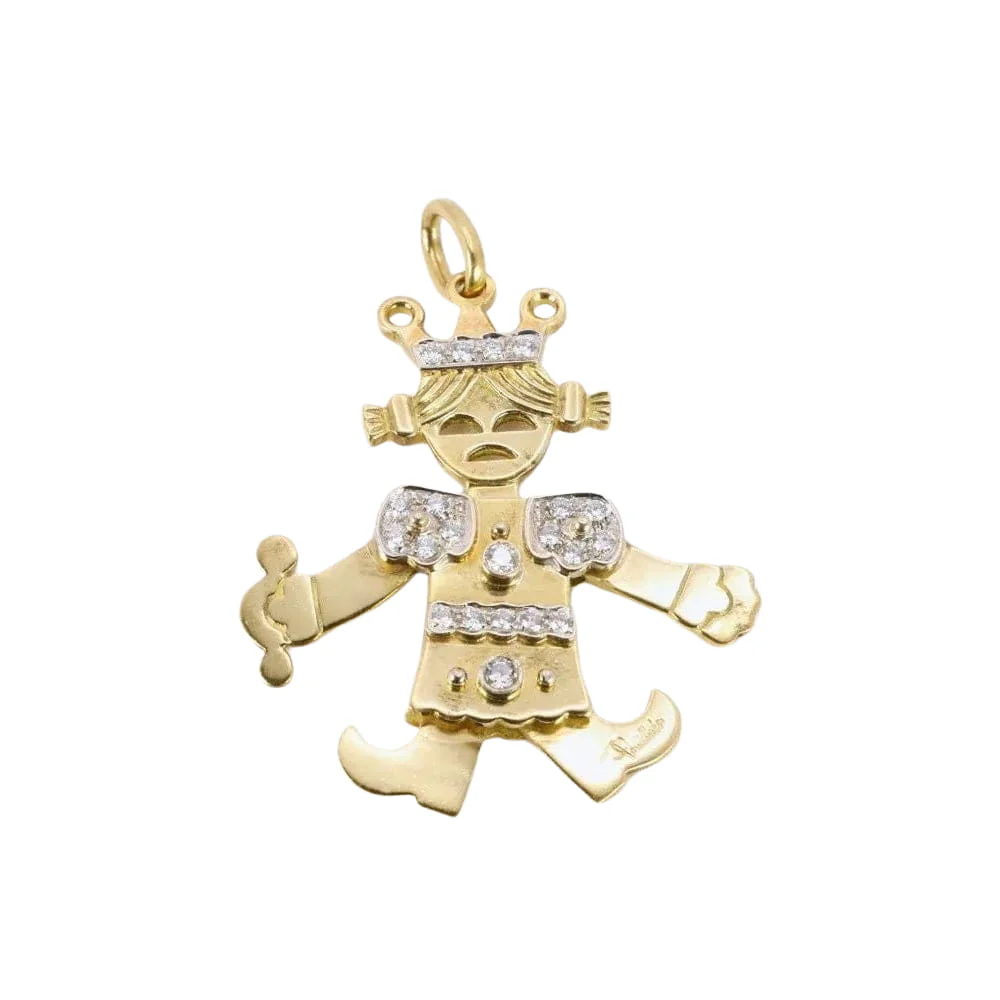 POMELLATO Pendentif Petite Reine articulé 2 ors diamants