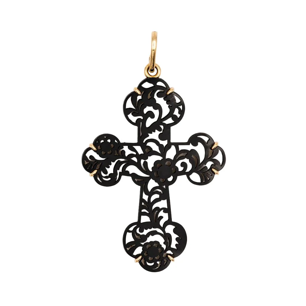 Pendentif POMELLATO "Victoria" en or rose et jais