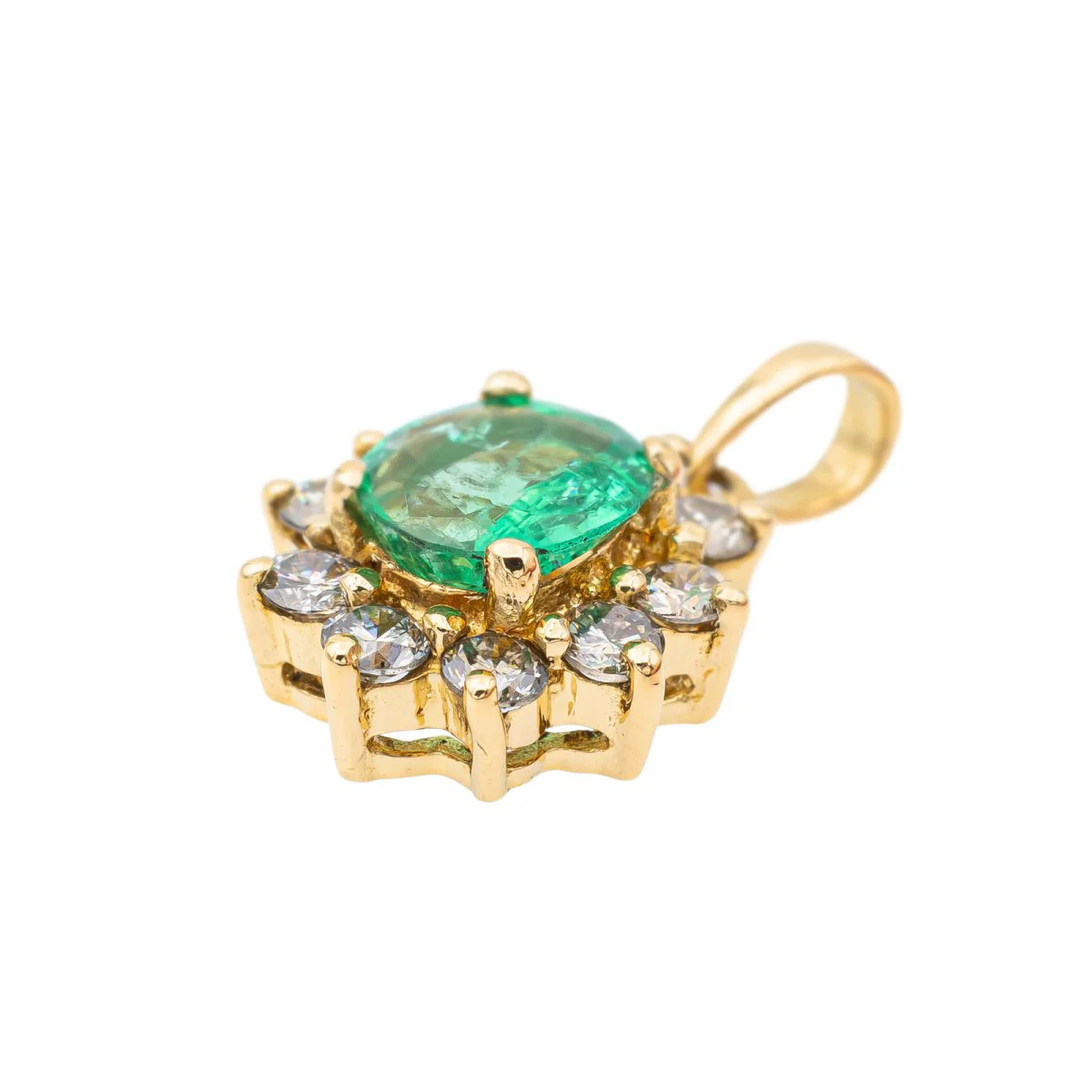Pendentif Pompadour Or jaune Emeraude - Image 3