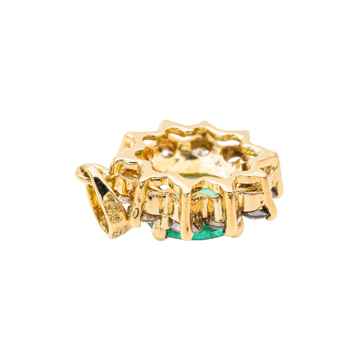 Pendentif Pompadour Or jaune Emeraude - Image 6