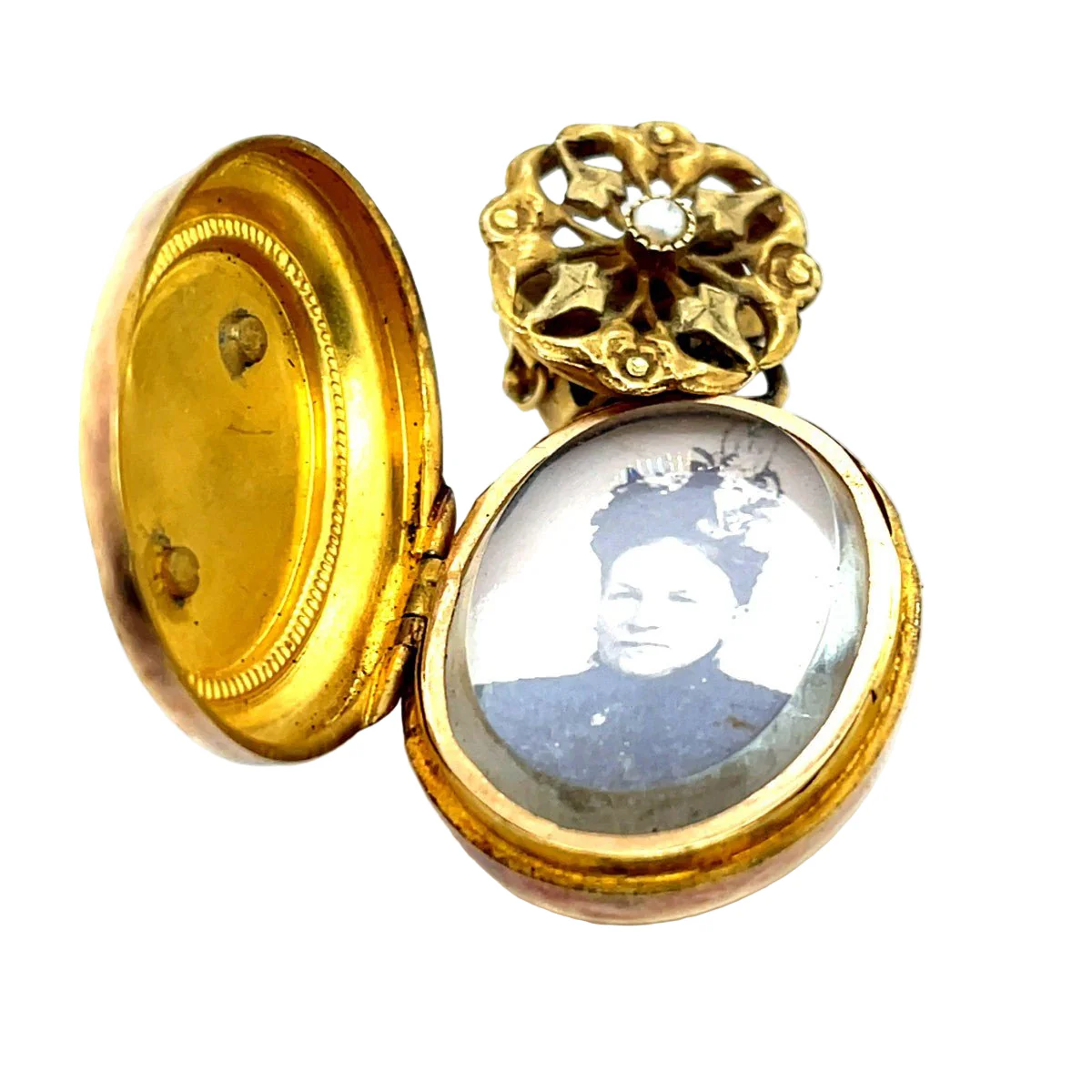 Pendentif en or jaune, perles et turquoise - Image 2