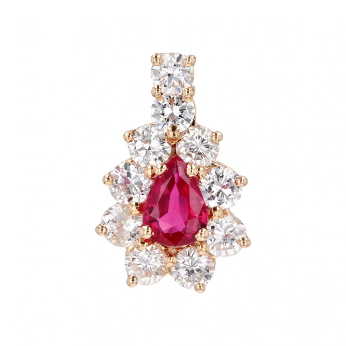 Pendentif en or jaune, rubis et diamants