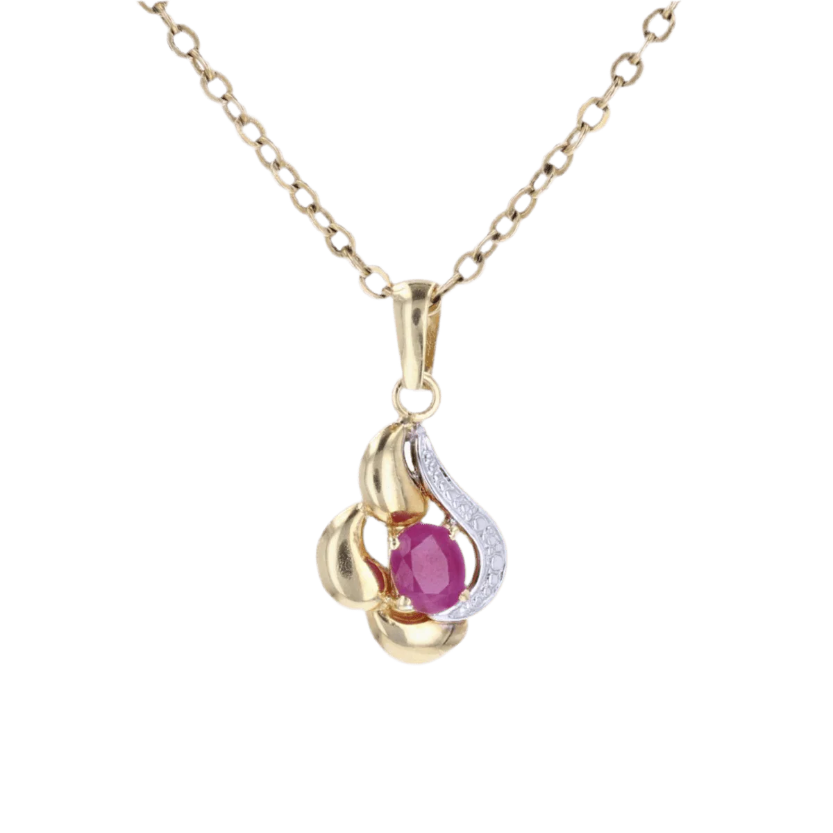 Pendentif en or jaune, or blanc et rubis - Image 4
