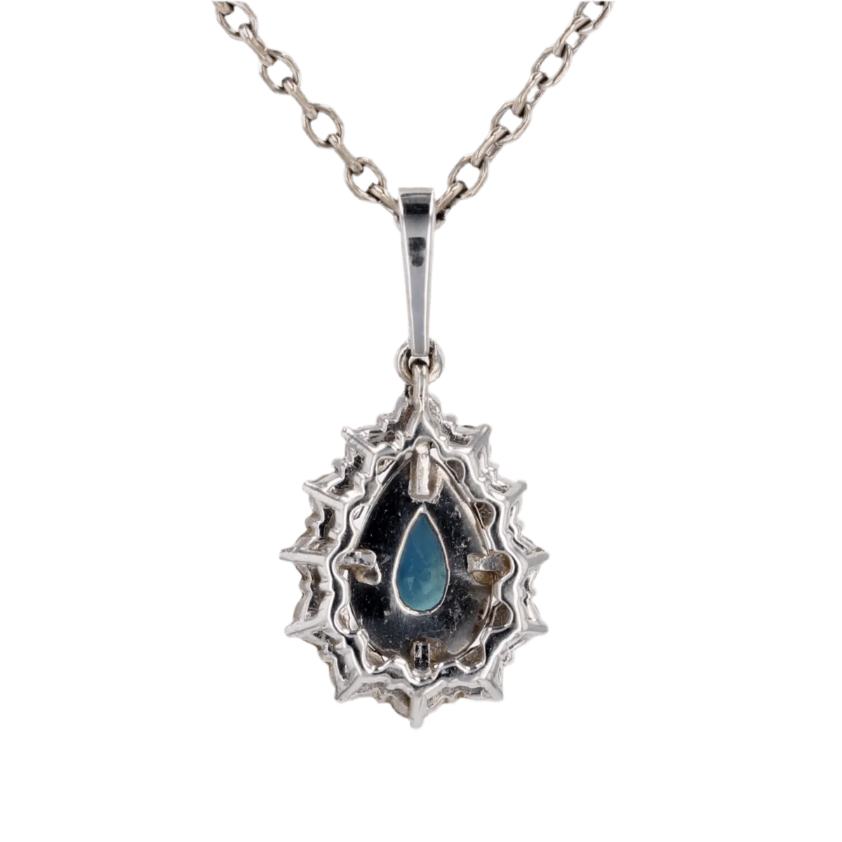 Pendentif en or blanc, saphir et diamants - Image 5