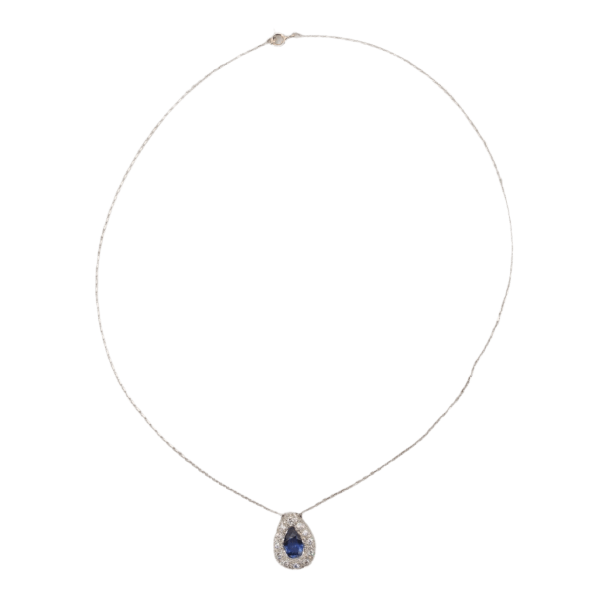 Collier Pendentif en or blanc, saphir et diamants - Image 3