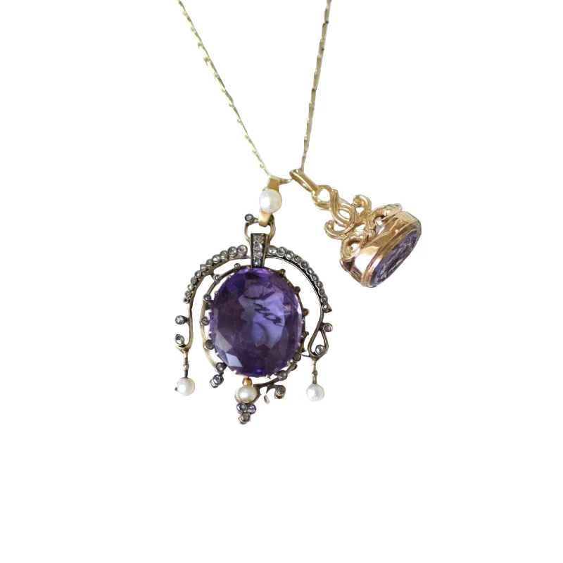 Pendentif  en or Jaune et améthyste - Image 9
