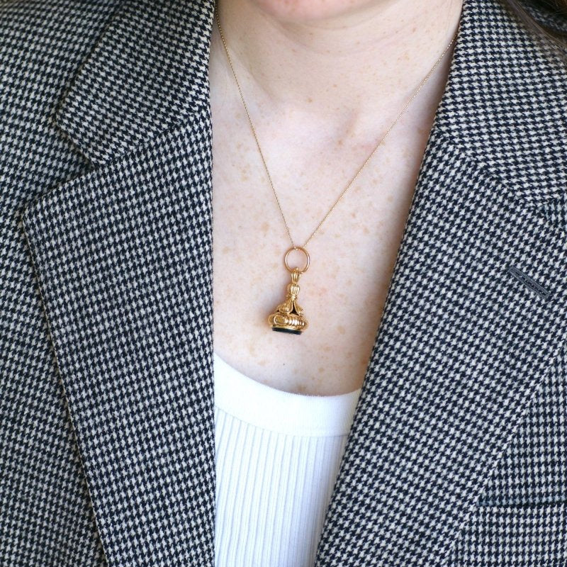 Pendentif Cachet Or Jaune et Jaspe Sanguin - Image 10