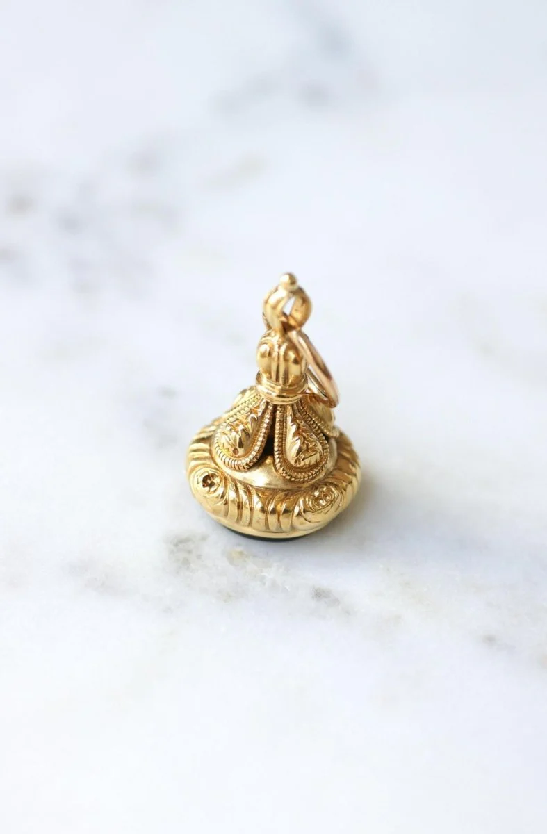 Pendentif Cachet Or Jaune et Jaspe Sanguin - Image 4