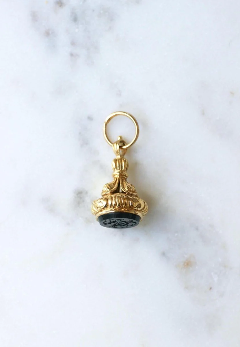 Pendentif Cachet Or Jaune et Jaspe Sanguin - Image 6