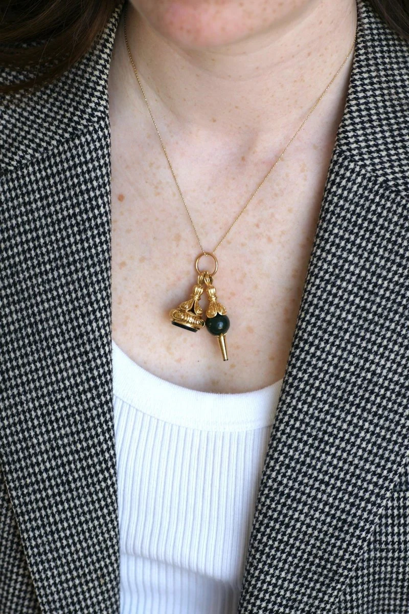 Pendentif Cachet Or Jaune et Jaspe Sanguin - Image 8