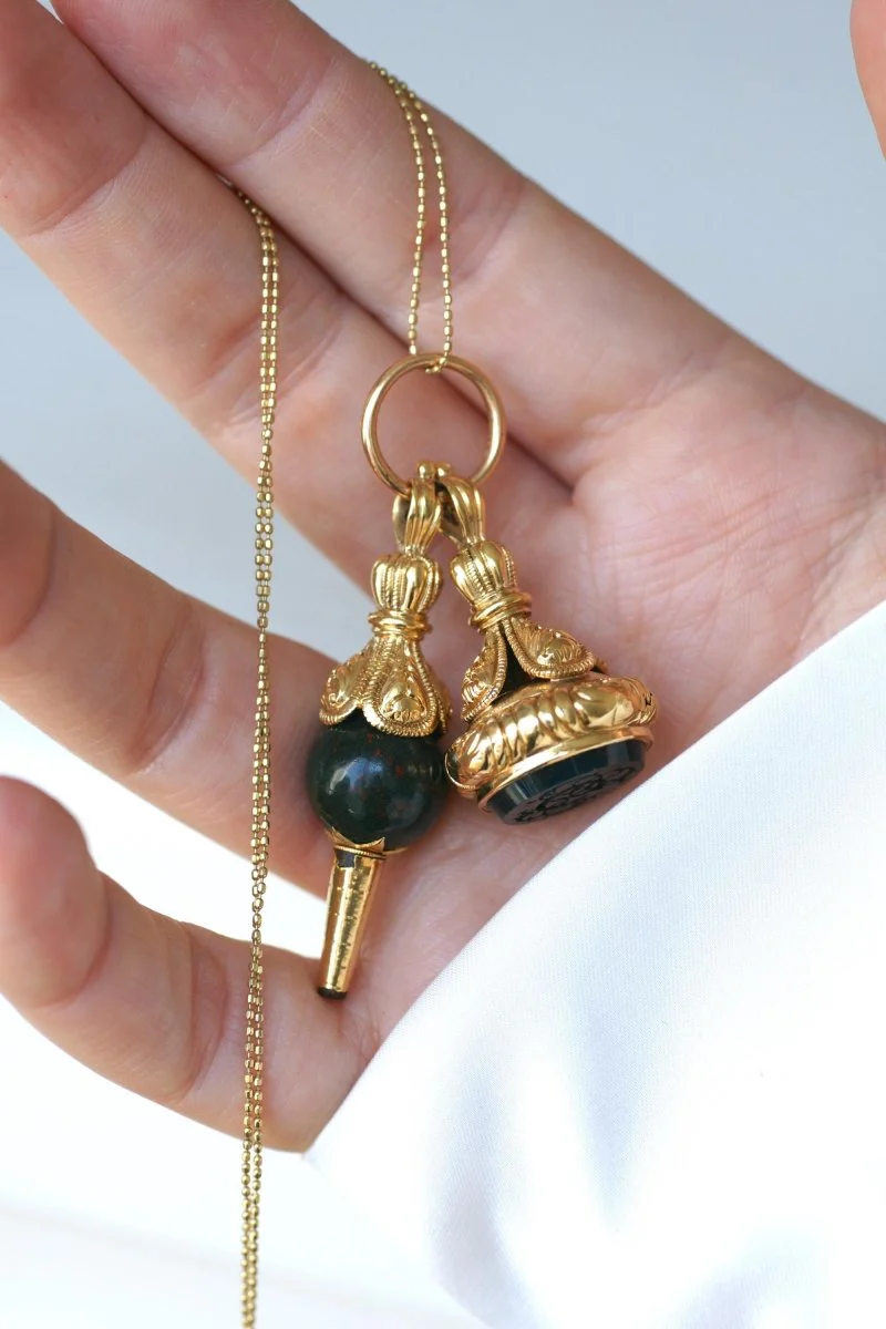 Pendentif Cachet Or Jaune et Jaspe Sanguin - Image 9