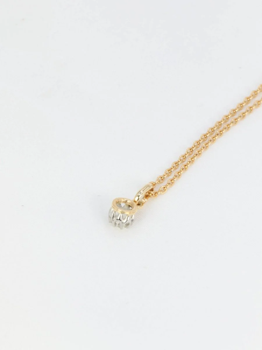 Pendentif solitaire ancien en or, argent et diamant taille ancienne 0.2 ct - Image 6