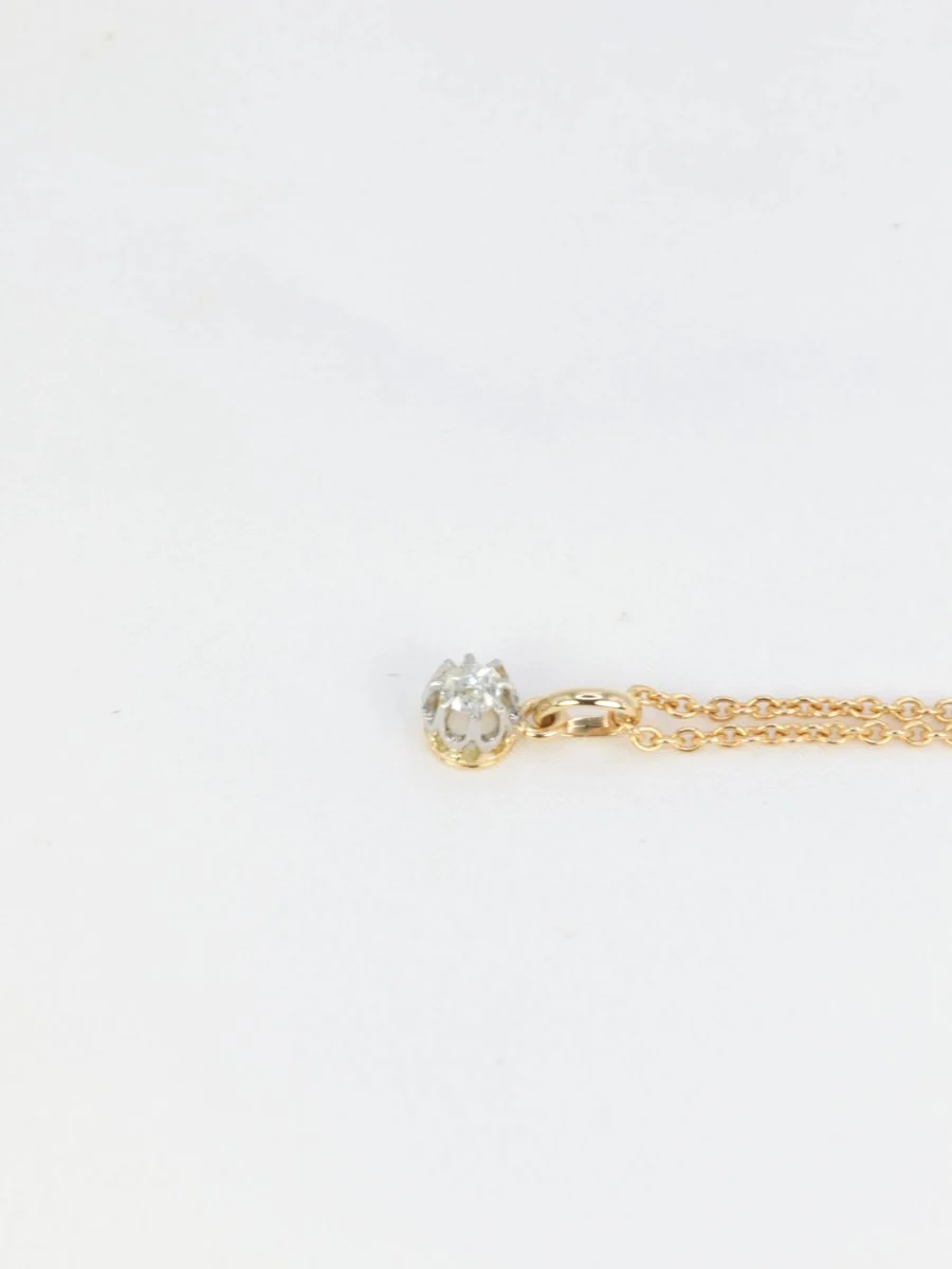 Pendentif solitaire ancien en or, argent et diamant taille ancienne 0.2 ct - Image 7
