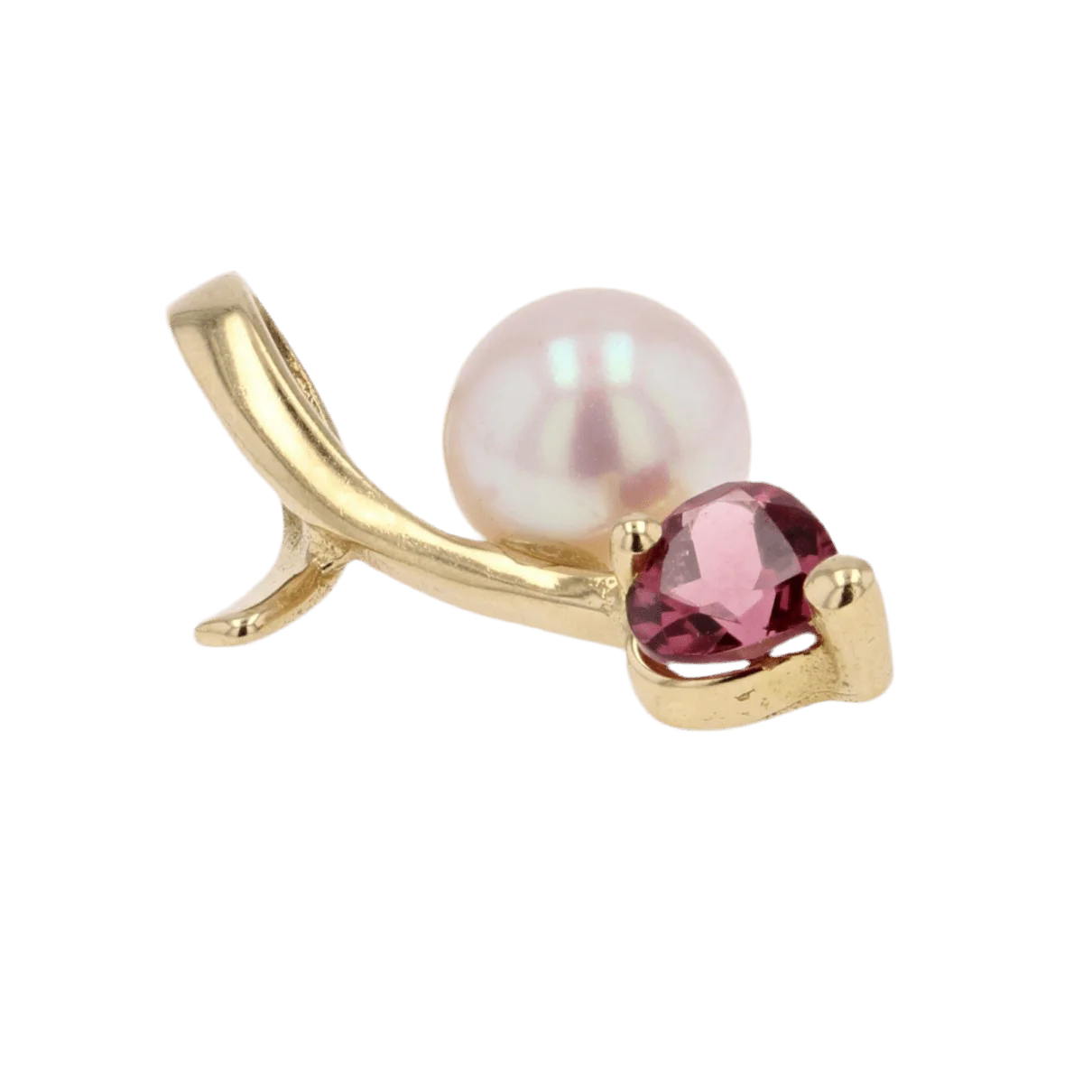 Pendentif en or jaune, perle et tourmaline - Image 3