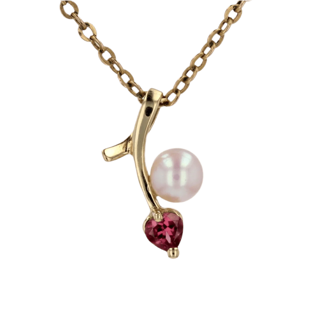 Pendentif en or jaune, perle et tourmaline - Image 4