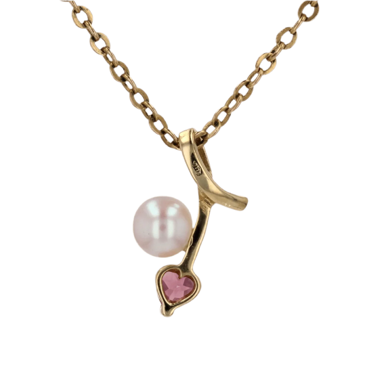 Pendentif en or jaune, perle et tourmaline - Image 5