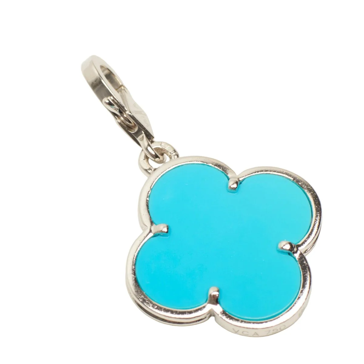 Pendentif VAN CLEEF & ARPELS "Magic Alhambra" en or blanc et turquoise - Image 3