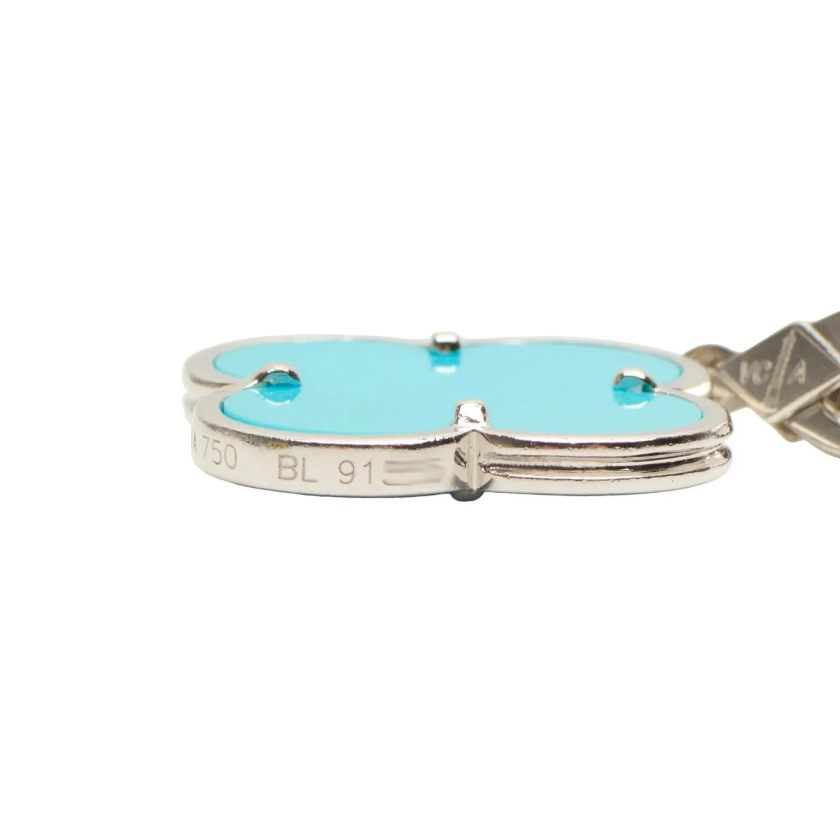Pendentif VAN CLEEF & ARPELS "Magic Alhambra" en or blanc et turquoise - Image 5