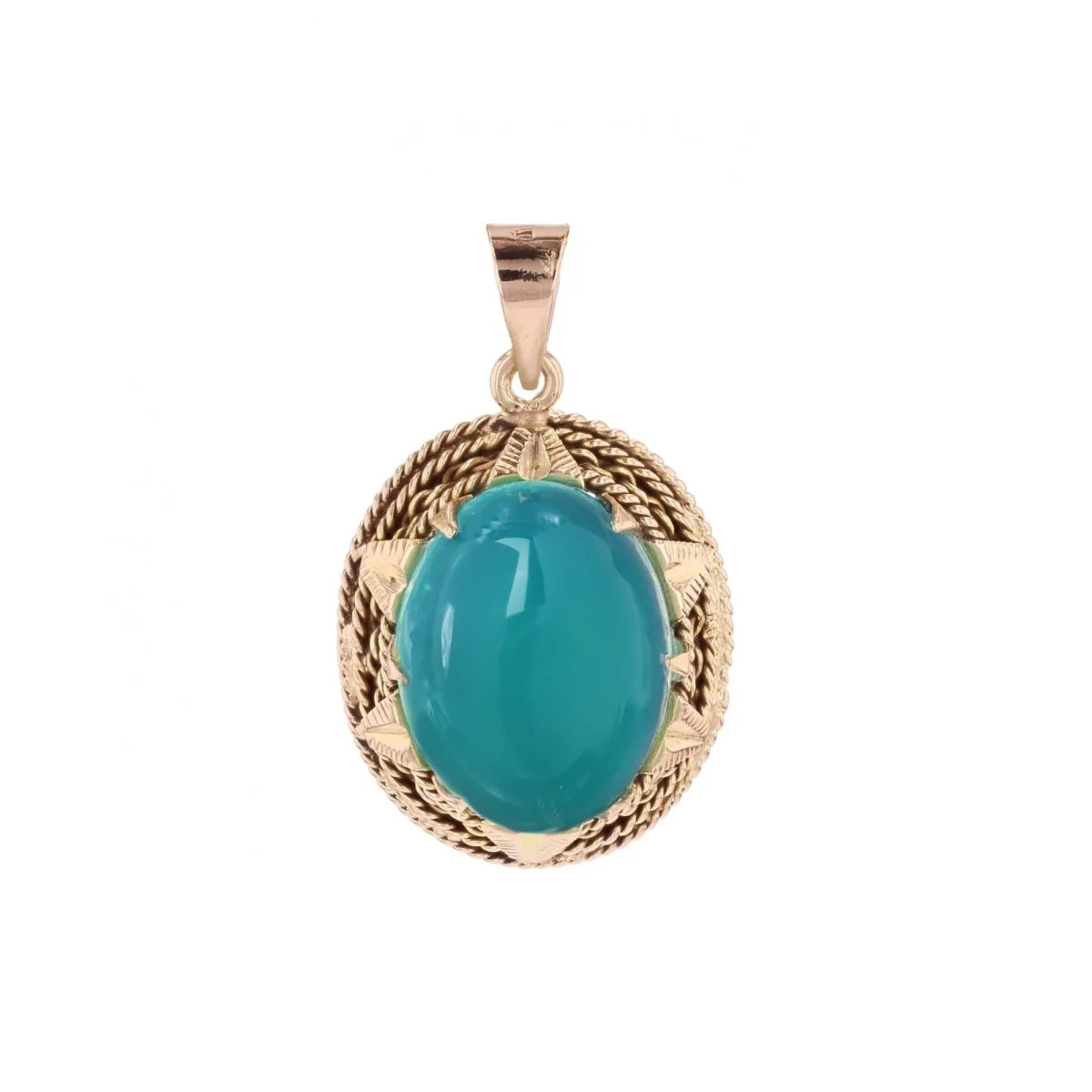 Pendentif en or rose et chrysaprase