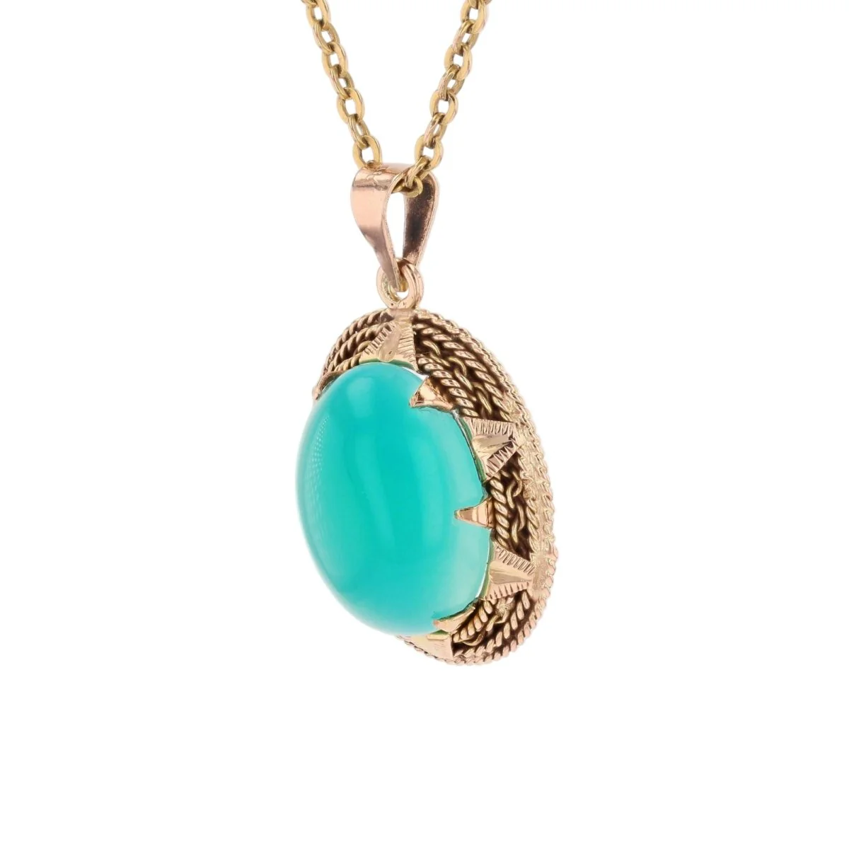 Pendentif en or rose et chrysaprase - Image 3