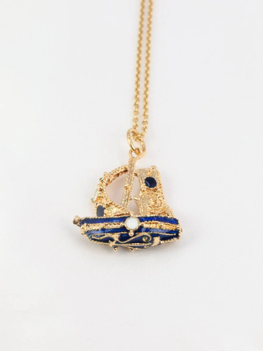 Pendentif vintage Voilier émail - Image 6